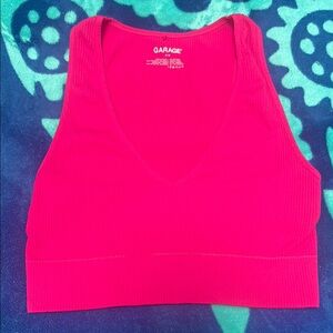 Garage Pink Crop Fitted Tank Top